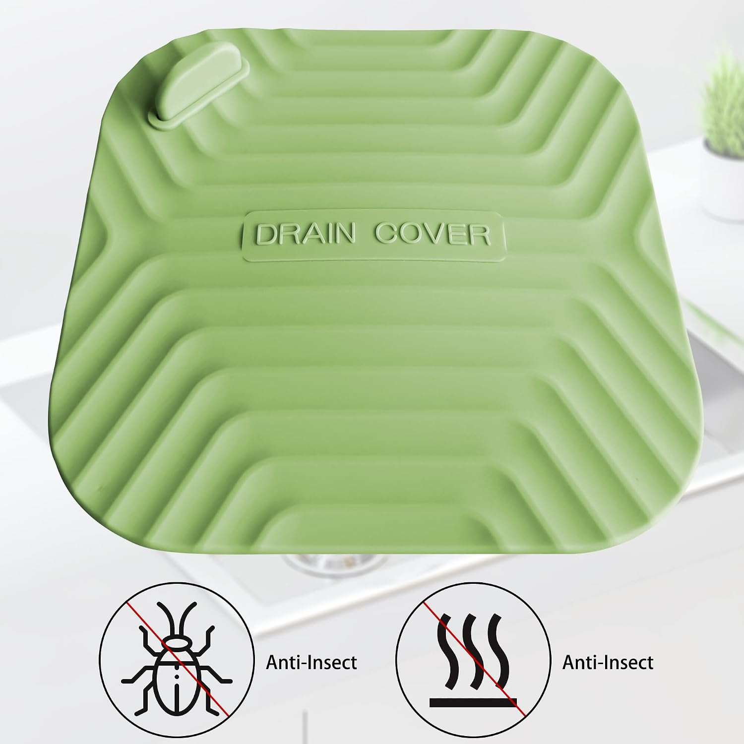 2 Pcs Green Shower Drain Cover Tub Stopper(5.9 x 5.9 Inch)
