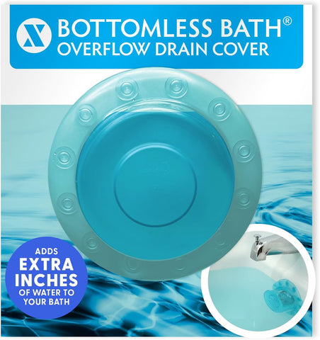 SlipX Solutions Bottomless Bath Overflow Drain Cover Accessory, Aqua