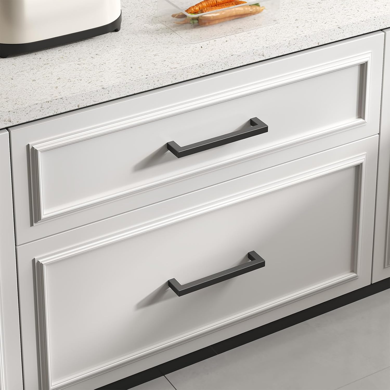 Goldenwarm 10 Pack Black Square Bar Cabinet Pull Drawer Handle Stainless Steel Modern Hardware for Kitchen and Bathroom Cabinets Cupboard,Center to Center 10in(256mm) Black Drawer Pulls