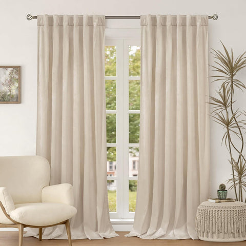 BGment Cream Beige Velvet Curtains for Living Room, 2 Panels, 52 x 102 Inch
