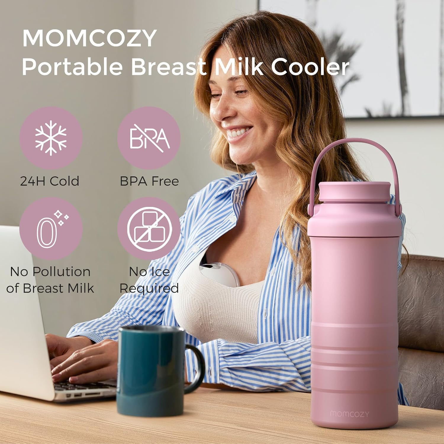 Momcozy 22oz Portable Breastmilk Cooler for 24H Outdoor, Newborn Essentials