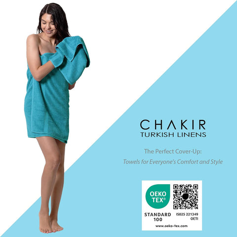 Chakir Turkish Linens 100% Cotton 2-Pack Bath Sheets 35x70, Aqua