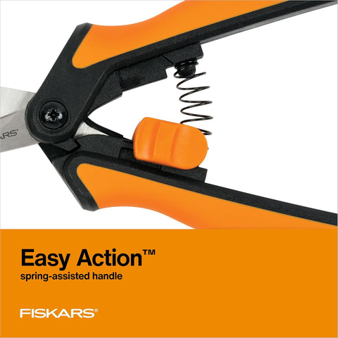 Fiskars 6" Steel Micro-Tip Pruning Scissors, Garden Snips for Small Plants
