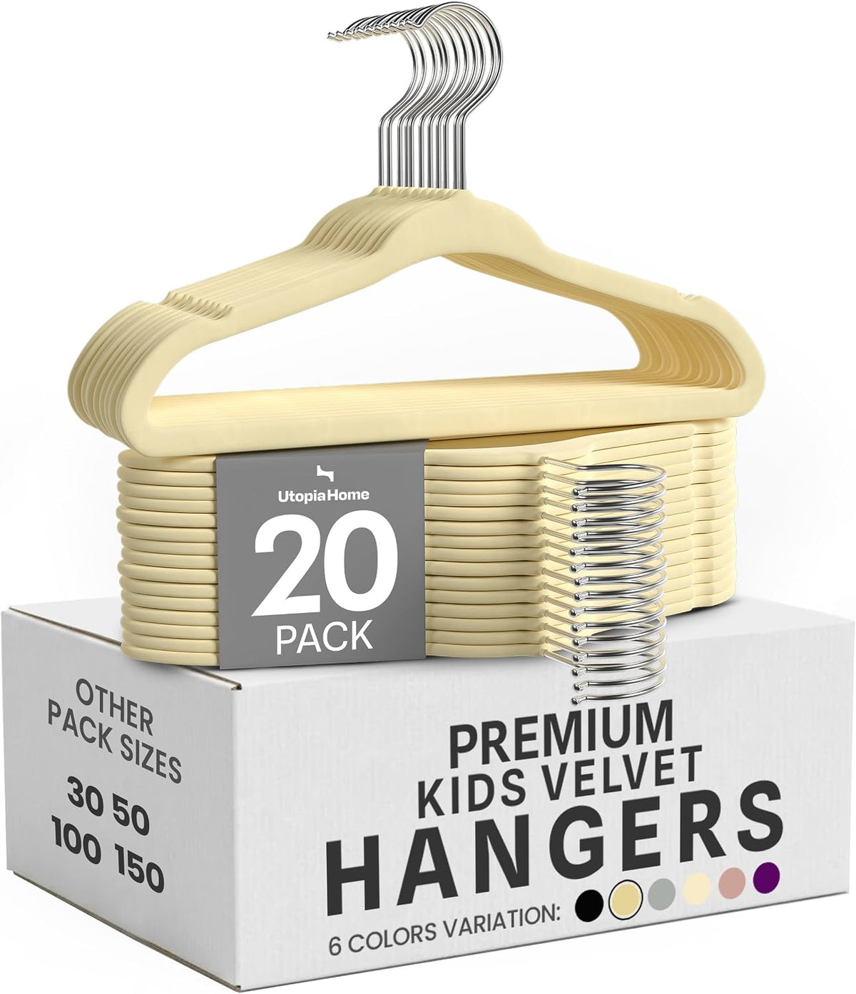 Utopia Home Kids Velvet Hanger 20 Pack – 11" Premium Baby Hangers - Beige
