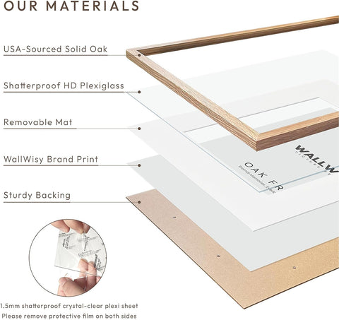 4x4 Picture Frame, Solid Oak Wood 4x4 Photo Frames