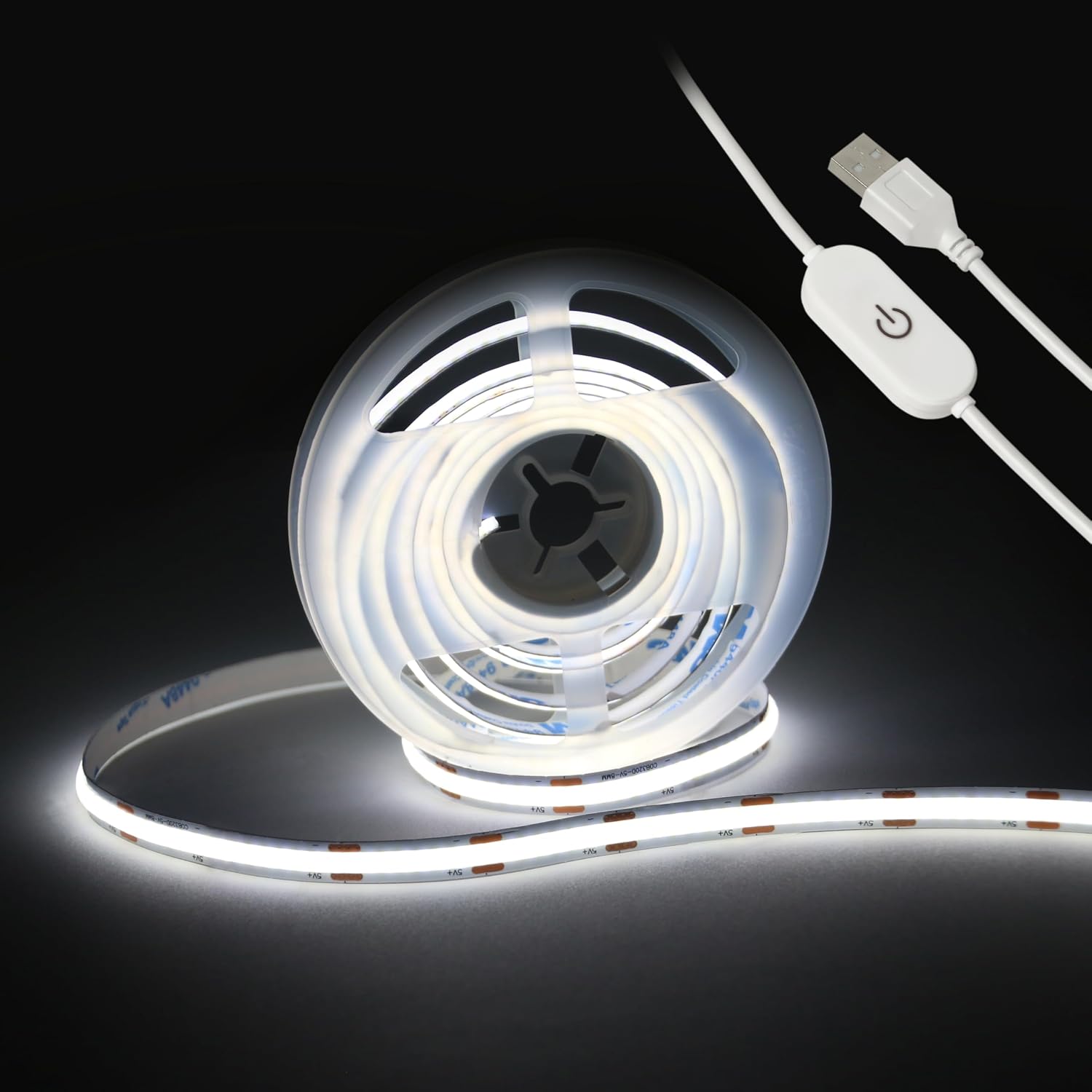 LED Strip Lights,5V USB COB Touch Dimmable 6000K White(6.56ft/2m)