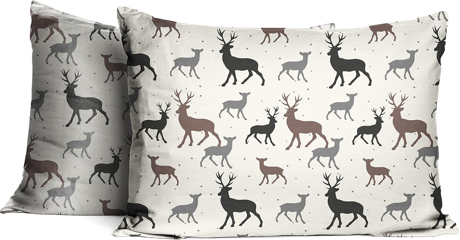 Pointehaven Flannel 170 GSM Sheet Set,Queen Autumn Deer