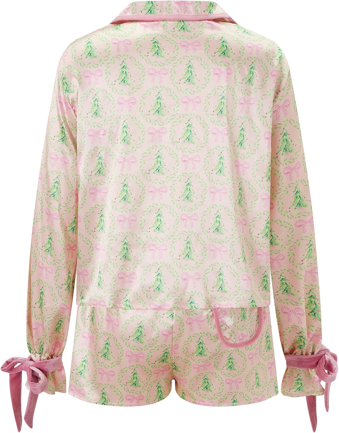 KOSUSANILL Christmas Pajamas Set for Women Cute Santa Nutcracker Button Down Shirt Long Sleeve Shorts Pjs Set Xmas Jammies