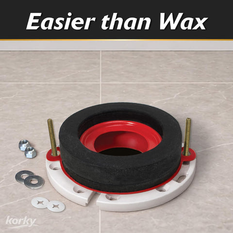 Korky WaxFree Toilet Seal Kit & Hardware - Easy to Install (4-Pack)- 6000CP