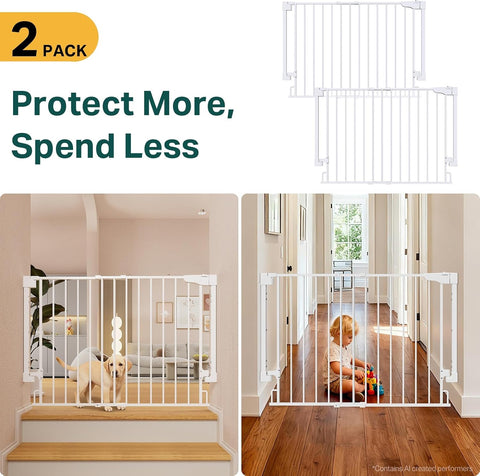 Cumbor 2 Pack 29.2-43" No Bottom Bar Baby & Dog Gate for Stairs & Doorways