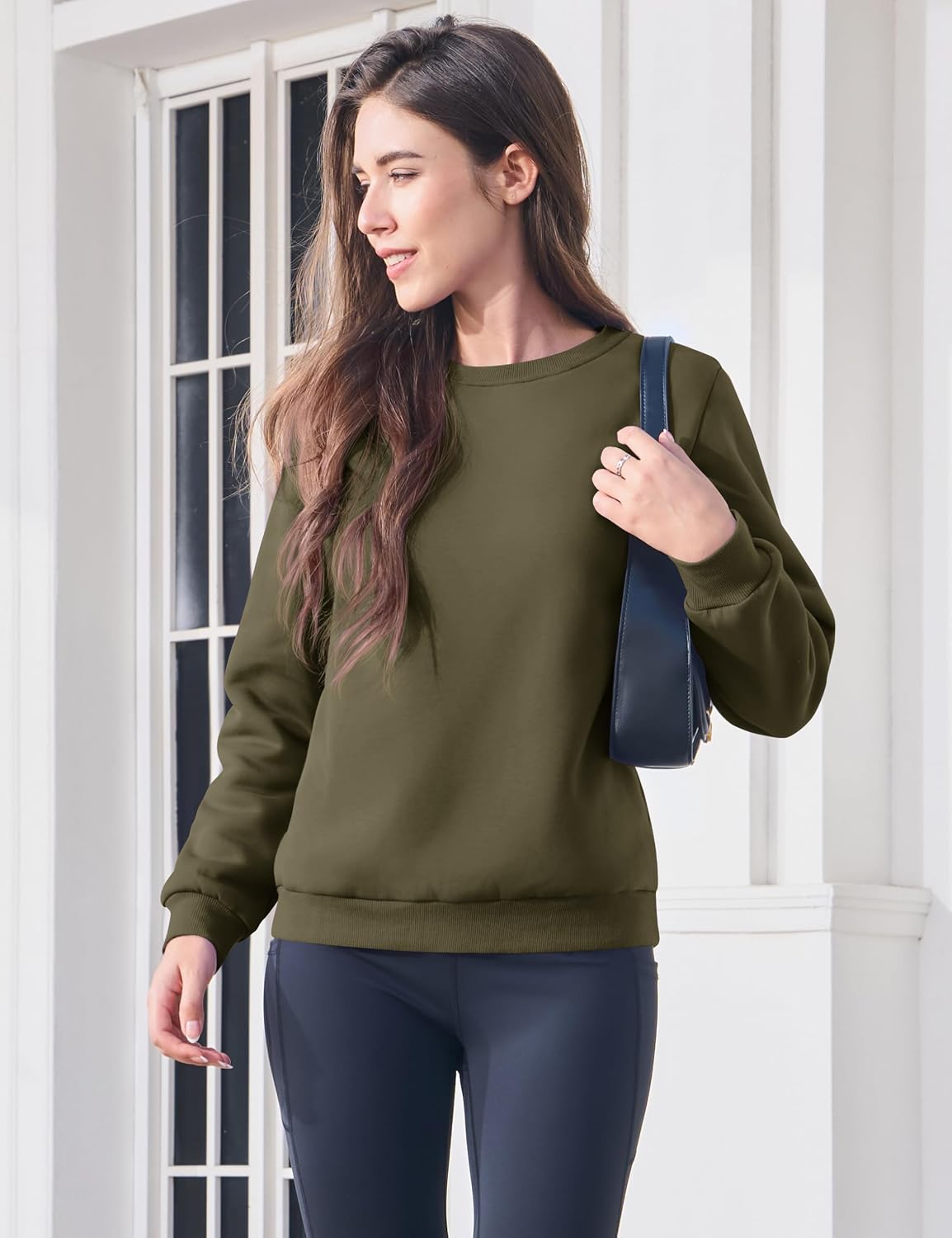 MAGCOMSEN Womens Sherpa Lined Sweatshirts Winter Warm Thick Fleece Pullover