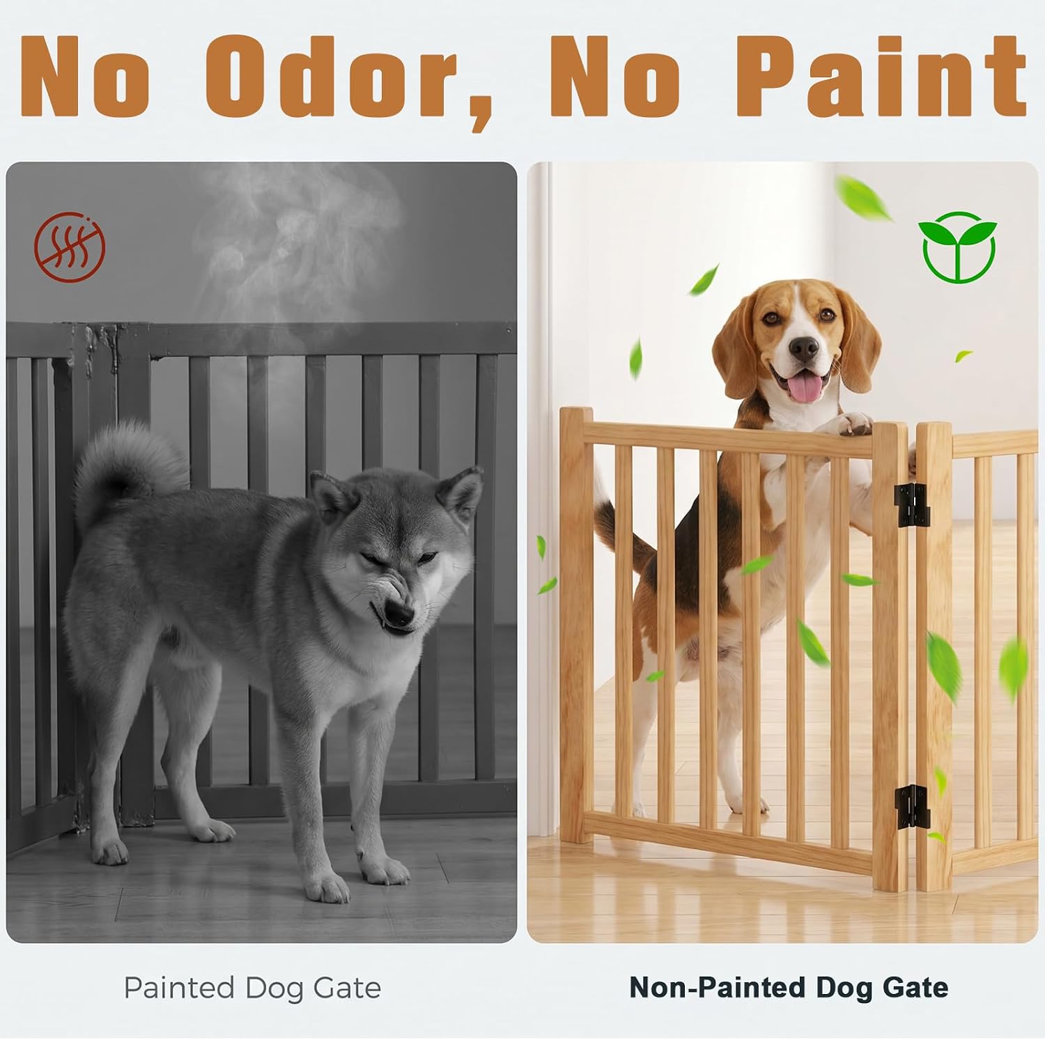 YOCAN Non-Painted Wood Freestanding Pet Gate for Dogs-2 Panel H:23”