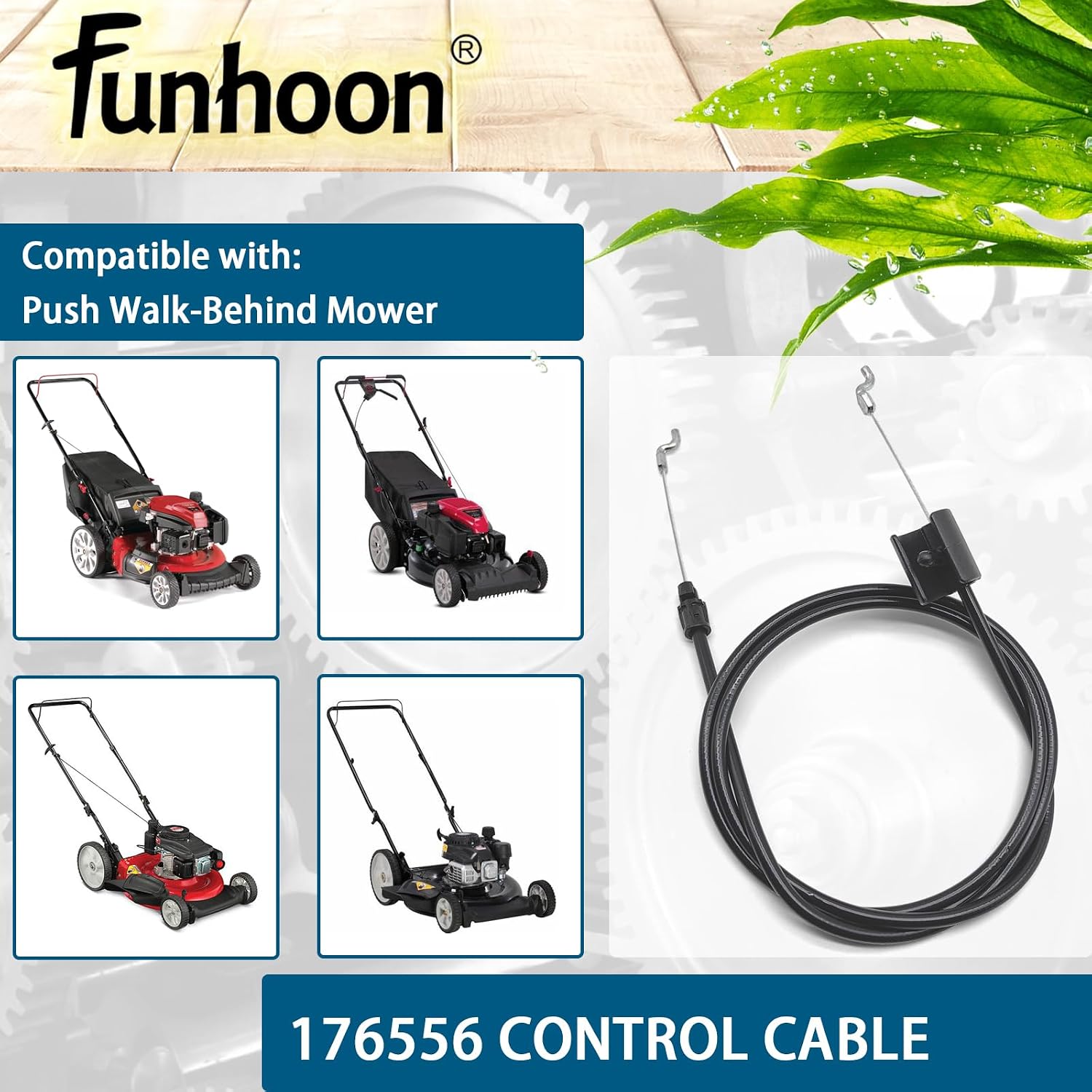 Funhoon Control Cable 532176556 52 INCH for Craftsman Murray Husqvarna 176556 162778 Throttle Cable Engine Zone Control Cable Push Mower Walk-Behind Lawn Mowers