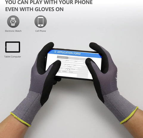 LOCCEF MicroFoam Nitrile Coated Safety Work Gloves