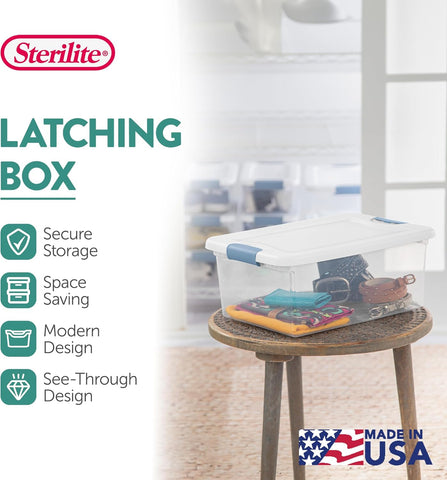 Sterilite Latching Box with Lids for Home and Office, 15 Quart, 12-Pack