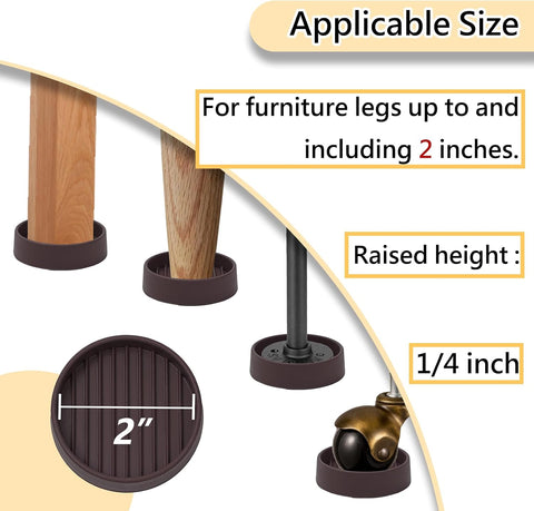 Jayen Rubber Furniture Caster Cups, Non-Slip Round Furniture Pads, 2"