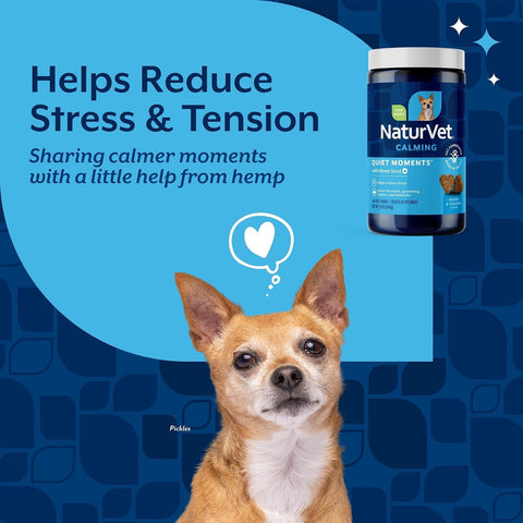 NaturVet Quiet Moments Calming Plus Hemp Dog Supplement - 180 Soft Chews