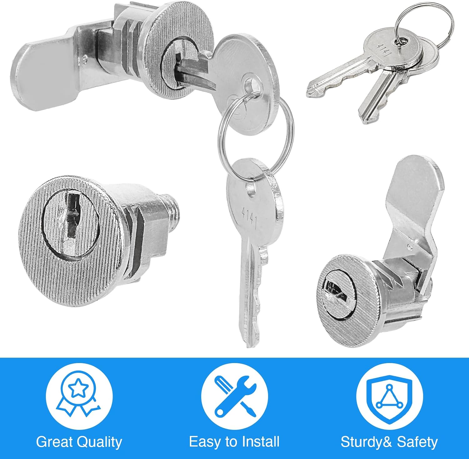 Mailbox Lock Replacement - Universal Mailbox Locks with 4 Keys - Easy to Install Mail Box Lock and Key Set - Durable and Secure Lock Replacement with 4 Keys for Almost Locking Mail Boxes