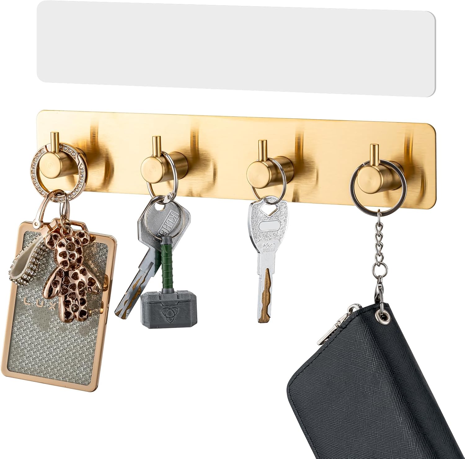 Key Holder with 4 Hooks,Adhesive Key Hanger Organizer for Wall Mount