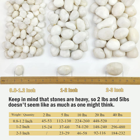 FANTIAN 10 lbs Large River Rocks for Landscaping, 2-3 Inch Polished White Pebbles for Plants, Decorative White Stones for Planters Vase Aquarium and Outdoor Garden Rocks