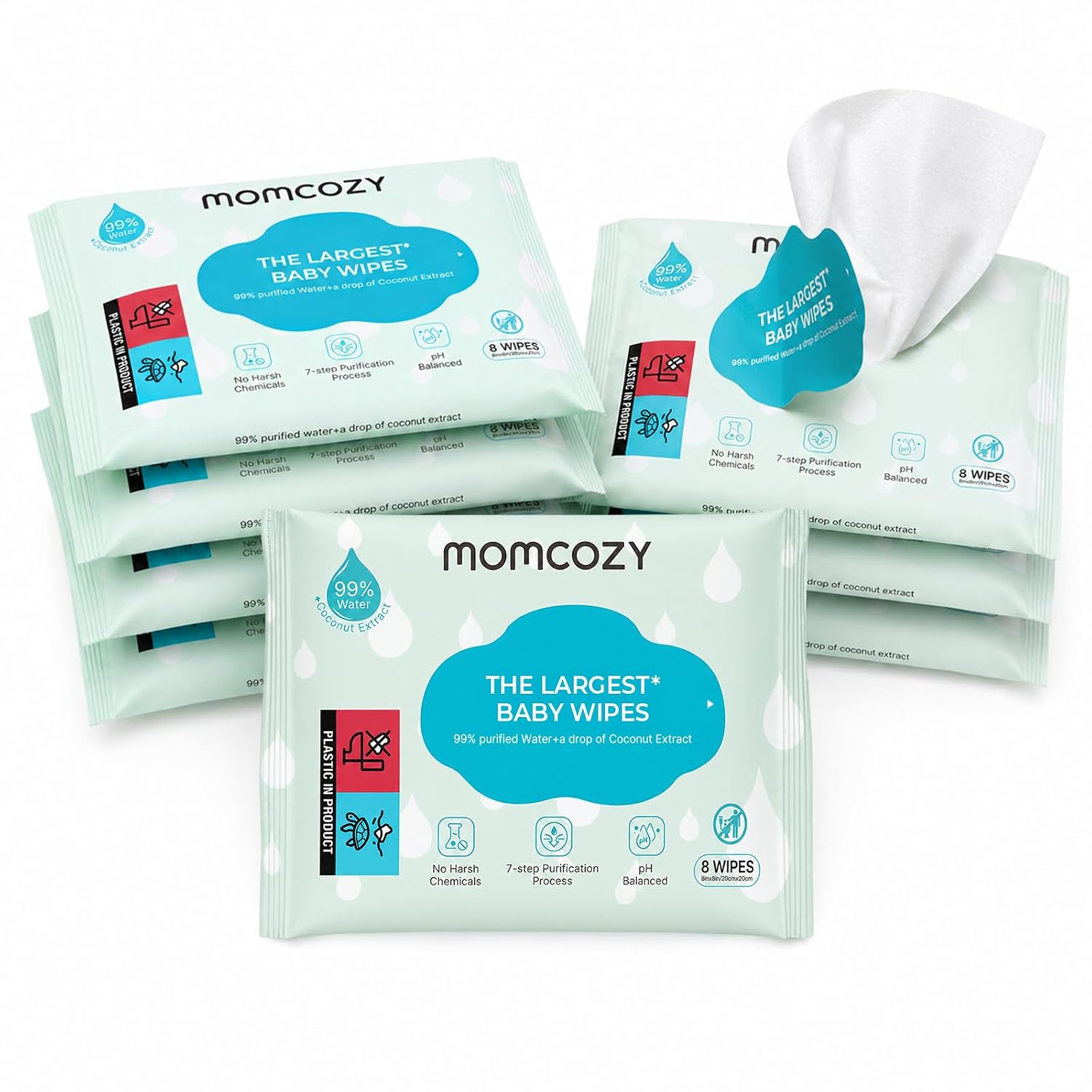 Momcozy Baby Wipes Travel Size, Extra Large 99% Water Based Wet Wipes