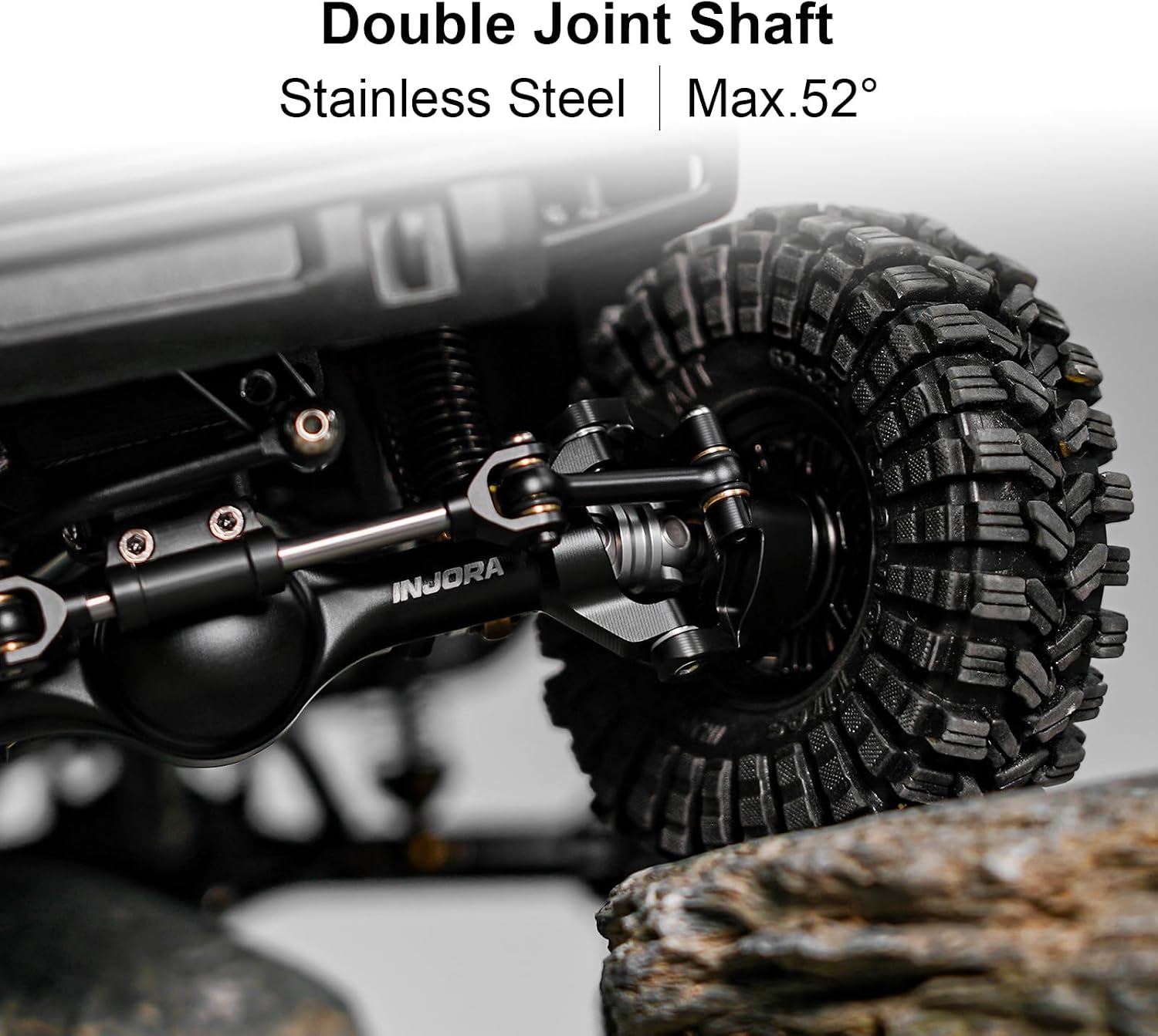 INJORA +7mm Planet Axles with Double Joint Shafts for 1/18 TRX4M (Black)