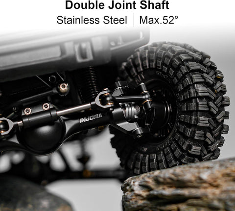 INJORA +7mm Planet Axles with Double Joint Shafts for 1/18 TRX4M (Black)