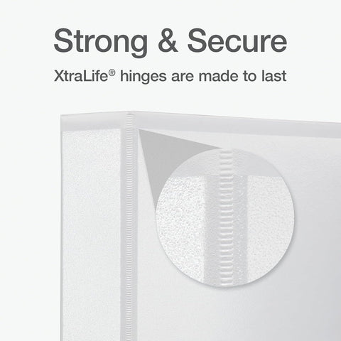 Oxford Ring Binders, 1.5" Round Ring Binders, View Binder, Covers on 3 Sides, XtraLife Hinge, Non-Stick, PVC-Free, White, 350 Sheet Capacity (1002547)