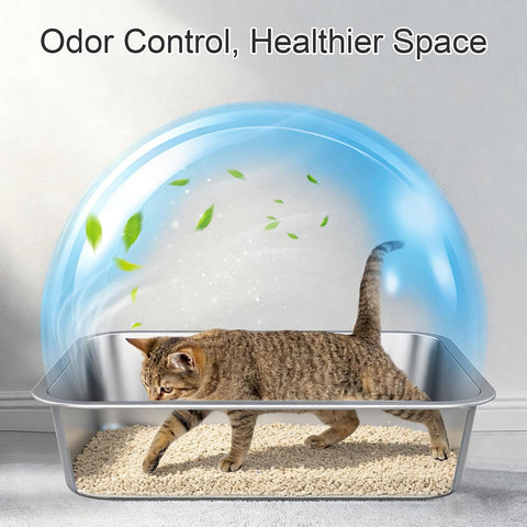 Stainless Steel High Sided Cat Litter Box