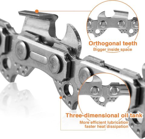8 Inch Chainsaw Chain 3/8" LP Pitch .050" Gauge 33 Drive Links 2 Pack, 8 Inch Replacement Pole Saw Chains Compatible for Sun Joe SWJ800E SWJ806E, Chicago, Portland 62896, Greenworks, Oregon S33