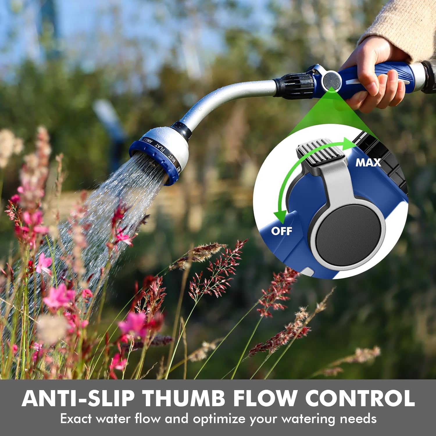 RESTMO Watering Wand Heavy Duty, 15-Inch Long Hose Nozzle Sprayer