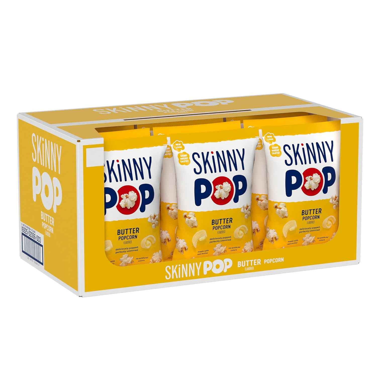 SkinnyPop Popcorn, Butter, Made with Real Butter, Whole Grain Snack, 4.4oz Bags (12ct)