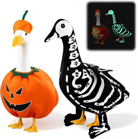 2 Set Halloween Porch Goose Outfits 23'', Glow in The Dark