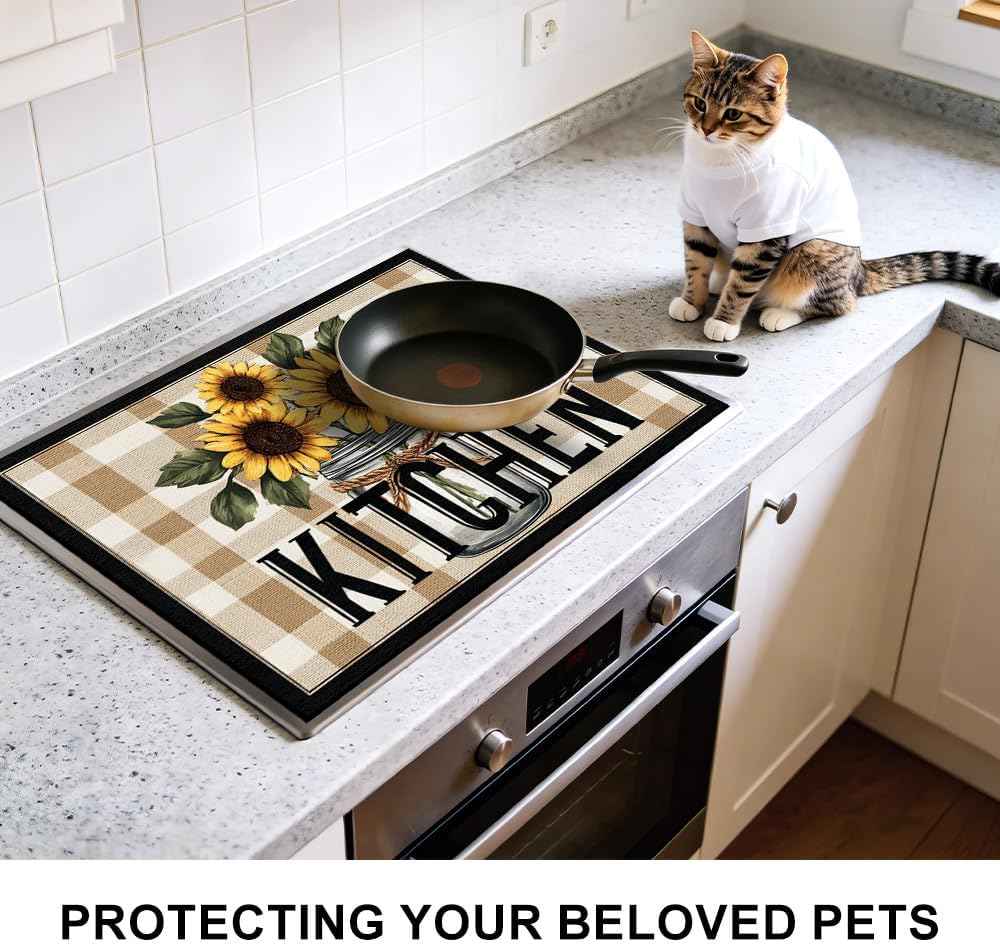 Farmhouse Sunflower Stove Top Cover 28x20 Inch Kitchen Decor Cover