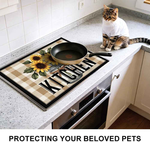 Farmhouse Sunflower Stove Top Cover 28x20 Inch Kitchen Decor Cover