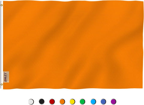 Anley Fly Breeze 3x5 Foot Solid Orange Flag - Vivid Color and Fade proof - Canvas Header and Double Stitched - Plain Orange Flags Polyester with Brass Grommets 3 X 5 Ft