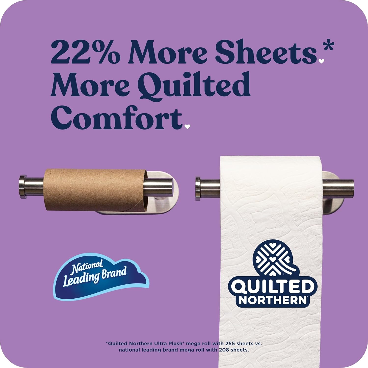 Quilted Northern Ultra Plush Toilet Paper, 6 Mega Rolls = 24 Regular Rolls, 4X More Absorbent*, 3-Ply Soft Toilet Tissue
