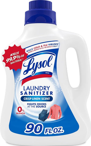 Lysol Laundry Sanitizer Additive, Bacteria-Causing Laundry Odor Eliminator, Detergent Additive, Crisp Linen, 90oz