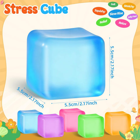 Squishy Stress Cube for Adults, Squishy Slow Rising Squishy Fidget Toys, Squeeze Toys for Classroom Prizes Party Favors Birthday Gifts(Blue)