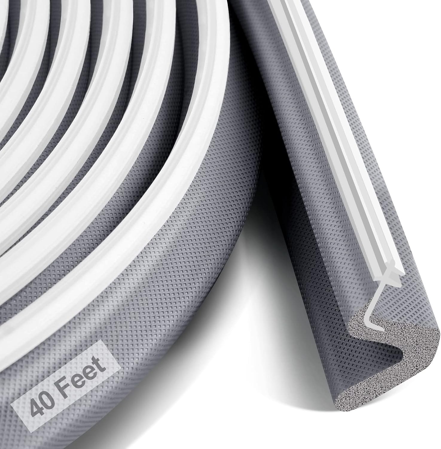 Litaibai 40 ft Kerf Weather Stripping Door Seal for Exterior Doors, Gray