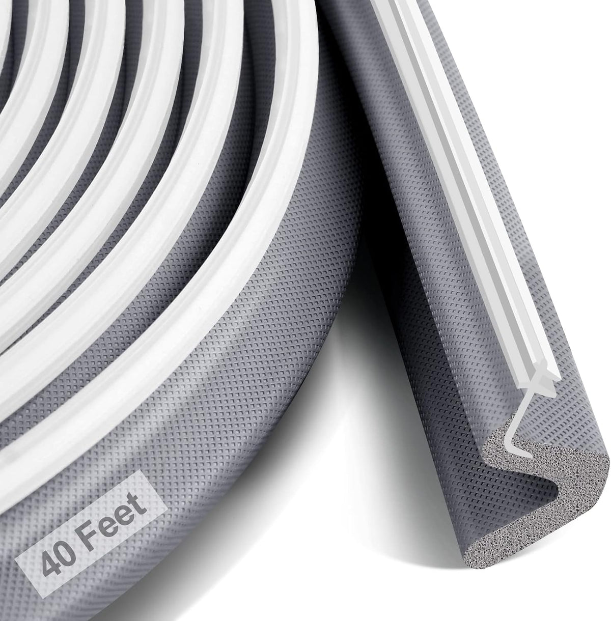 Litaibai 40 ft Kerf Weather Stripping Door Seal for Exterior Doors, Gray