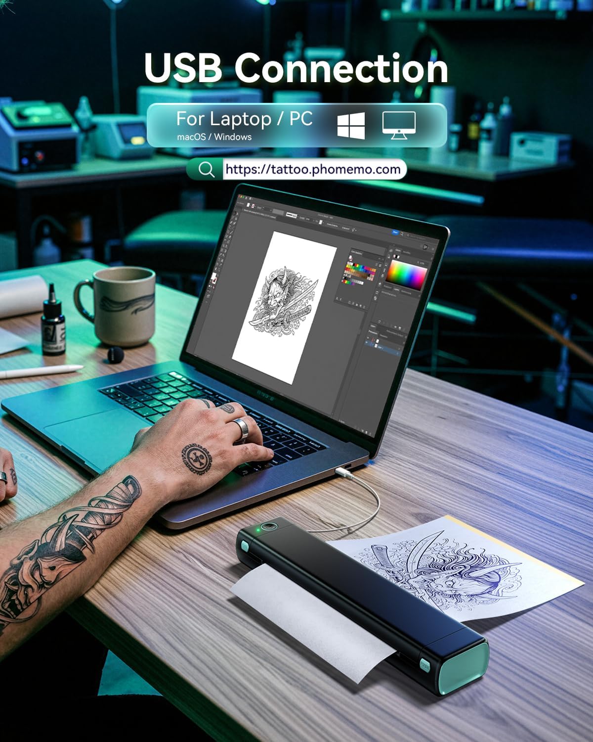 Phomemo M08F Tattoo Stencil Printer, Bluetooth, Wireless, Thermal, Portable