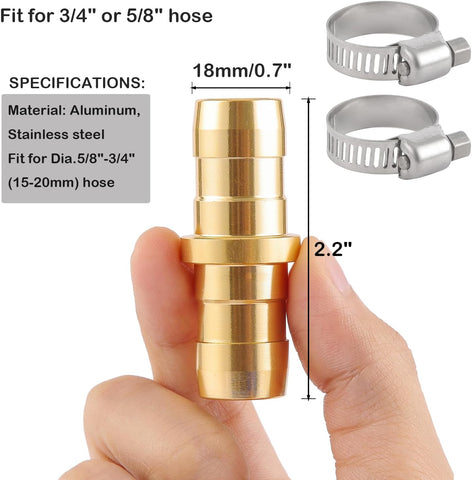 2 Pack Garden Hose Connector Repair Mender Kit with Stainless Clamp,Fits 3/4"-5/8" Water Hose Repair Fitting
