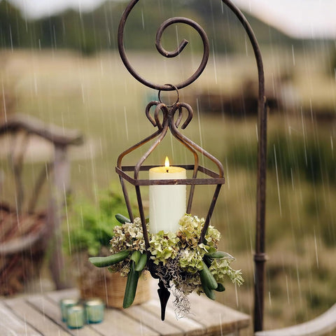 Yeelida Outdoor 6pcs Flameless Waterproof Candles with Handy Remote Control, Cycle Timer Battery Operated Candle Grease Effect LED Flickering Pillar Plastic Long Lasting (Ivory, 3" x4" 5" 5" 6" 6" 7")
