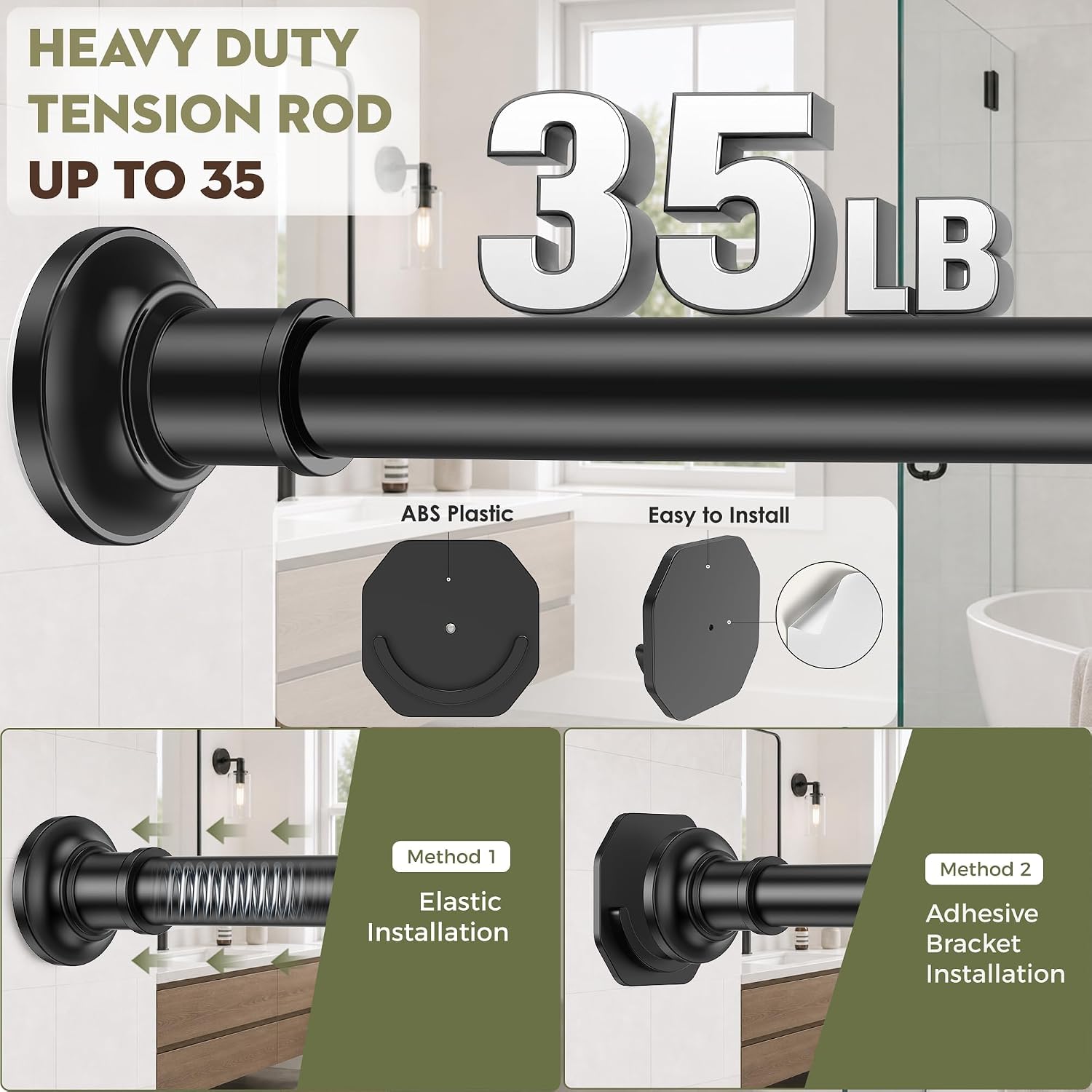 Shower Curtain Rod 30-64 Inch Tension Curtain Rod Shower Rod for Bathroom