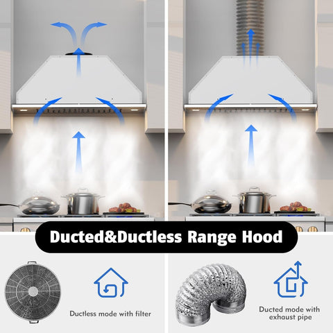 36-Inch Range Hood Insert, 900 CFM, Remote and Gesture Control