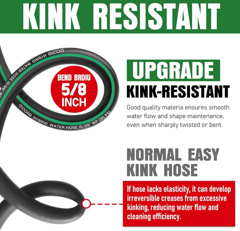 Heavy Duty Garden Hose 25ft, NON-EXPANDABLE Flexible Water Hose, Kink Resistant Lightweight Hybrid Hose, Leakproof Hose Male to Female Fittings