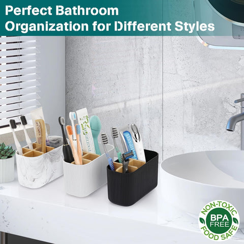 GFWARE Black Toothbrush Holder, 5 Slots Bathroom Organizers and Storage