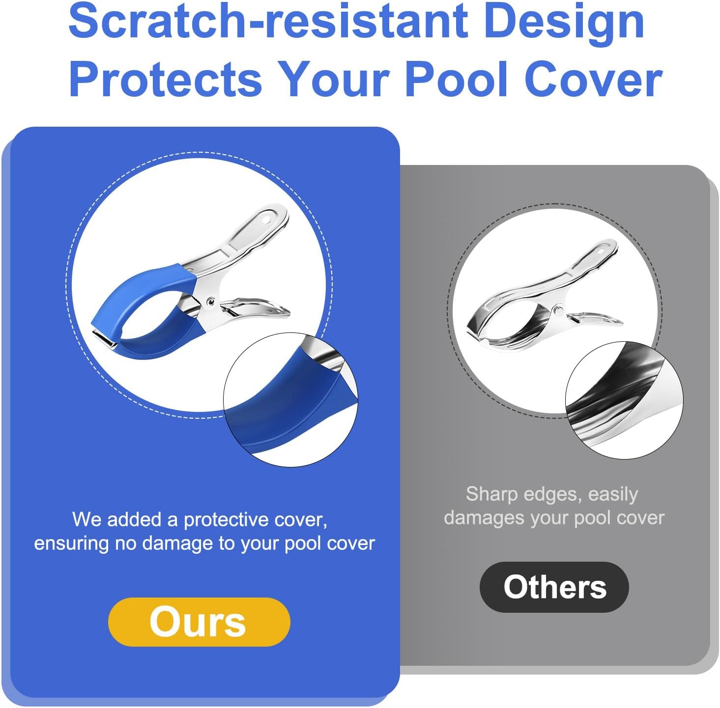 Pool Cover Clips for Above Ground Pools, 30 Pcs 4.7 Inch Stainless Steel Pool Cover Clamps, Windproof Clips for Above Ground Pool Cover