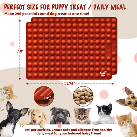 HKNMTT Mini Semi Sphere Shape Molds Silicone, 2x148 Cavities Round Baking Moulds for Dog Treats Snack Candy Chocolate Chip Cookie Wax Yogurt Melts, Oven Safe Small Half Ball Pellet Sheets